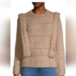 HL AFFAIR Tan Pointelle Pullover Sweater 185.00